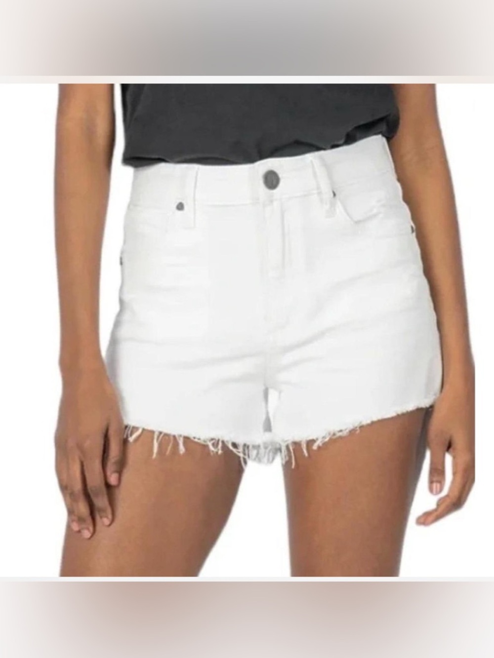 KUT From The Kloth NWT Jane High Rise White Denim Cutoff Shorts Size 16
